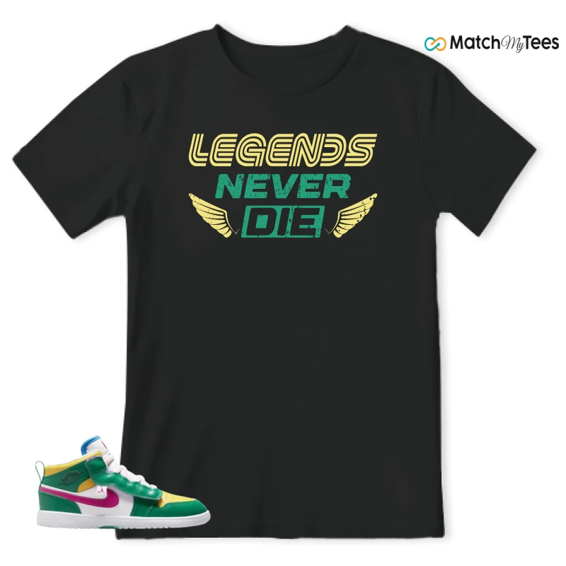 NIKE AIR JORDAN 1 MID ALT MALACHITE WHITE UNIVERSITY GOLD ACTIVE PINK (PS) SNEAKER Matching Tees t-shirt