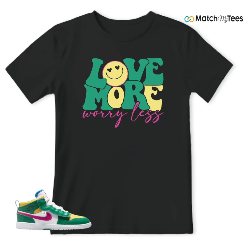 NIKE AIR JORDAN 1 MID ALT MALACHITE WHITE UNIVERSITY GOLD ACTIVE PINK (PS) SNEAKER Matching Tees t-shirt