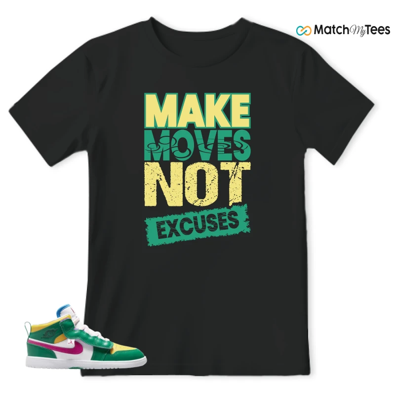 NIKE AIR JORDAN 1 MID ALT MALACHITE WHITE UNIVERSITY GOLD ACTIVE PINK (PS) SNEAKER Matching Tees t-shirt