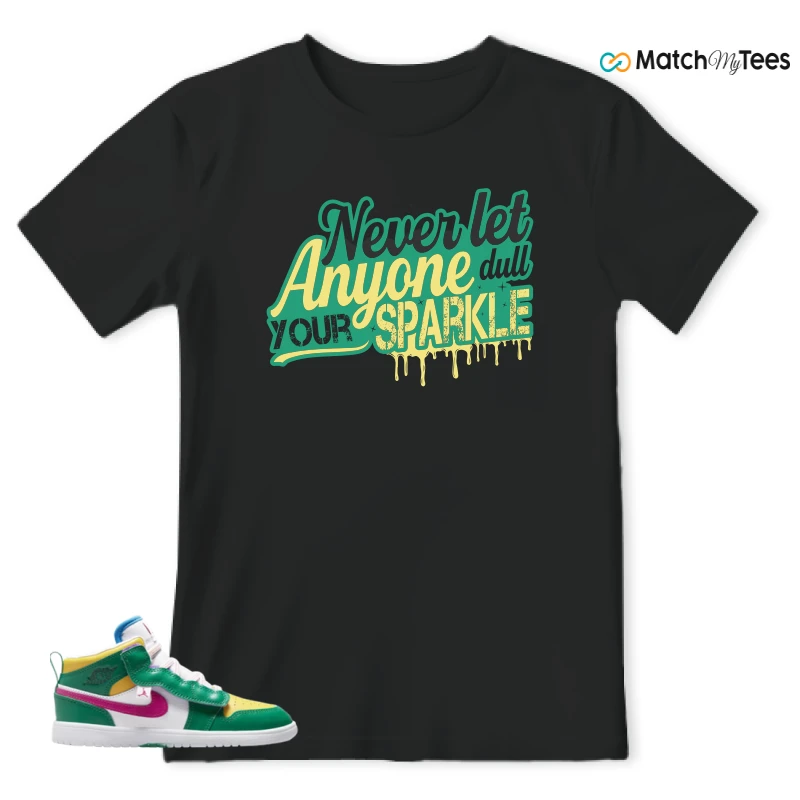 NIKE AIR JORDAN 1 MID ALT MALACHITE WHITE UNIVERSITY GOLD ACTIVE PINK (PS) SNEAKER Matching Tees t-shirt