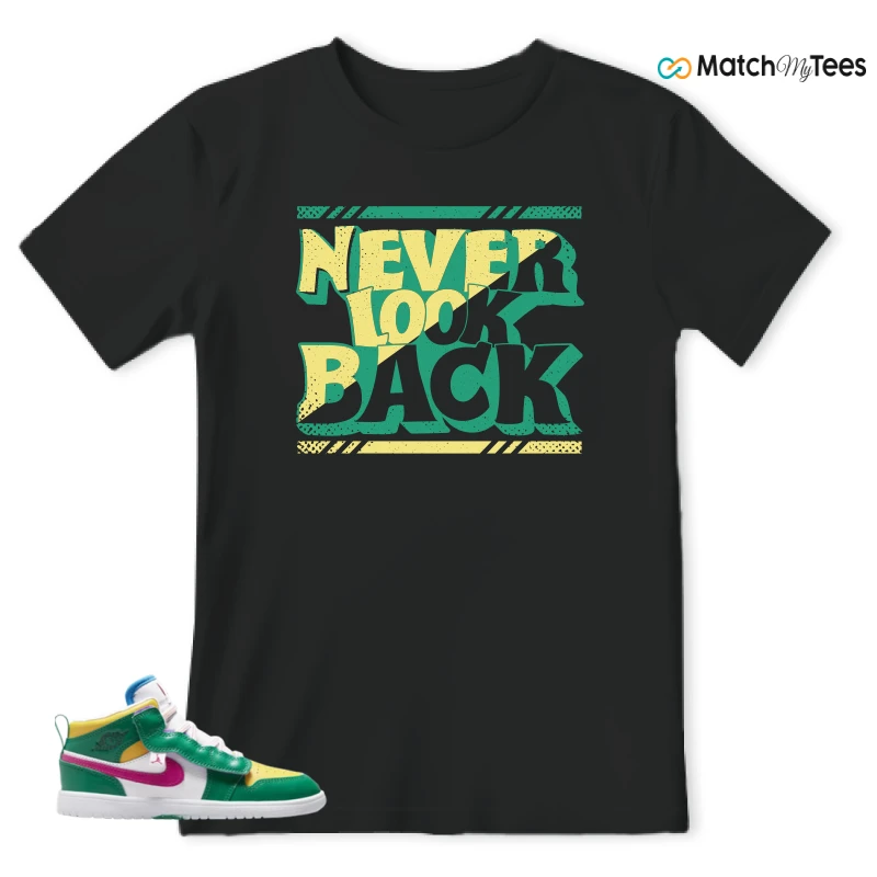 NIKE AIR JORDAN 1 MID ALT MALACHITE WHITE UNIVERSITY GOLD ACTIVE PINK (PS) SNEAKER Matching Tees t-shirt