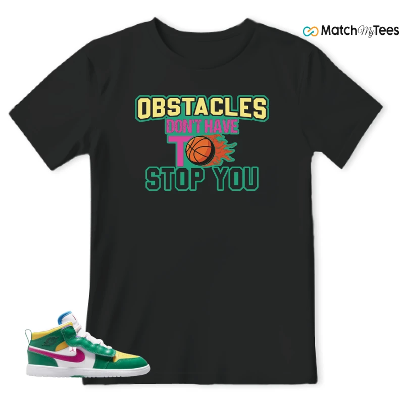 NIKE AIR JORDAN 1 MID ALT MALACHITE WHITE UNIVERSITY GOLD ACTIVE PINK (PS) SNEAKER Matching Tees t-shirt