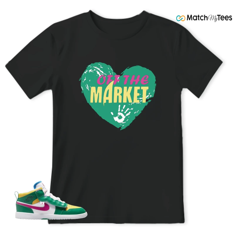 NIKE AIR JORDAN 1 MID ALT MALACHITE WHITE UNIVERSITY GOLD ACTIVE PINK (PS) SNEAKER Matching Tees t-shirt