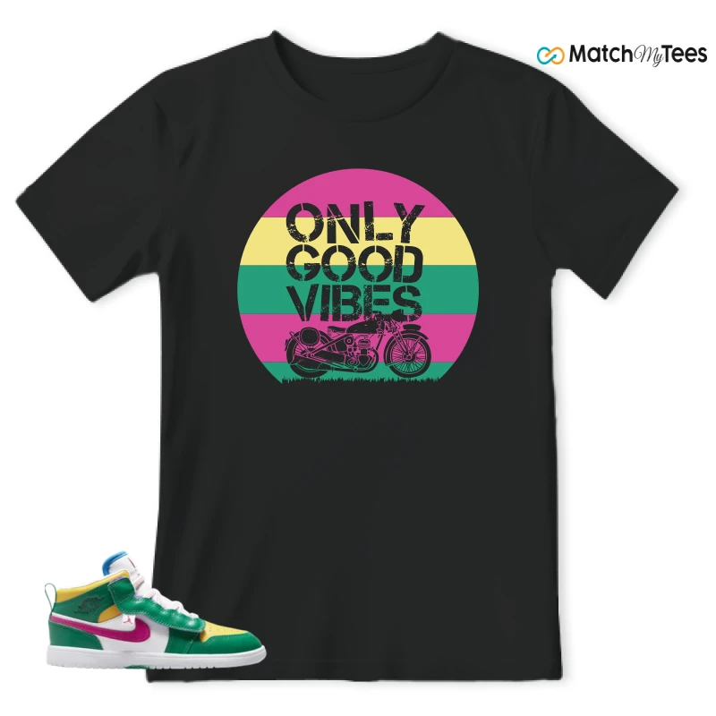 NIKE AIR JORDAN 1 MID ALT MALACHITE WHITE UNIVERSITY GOLD ACTIVE PINK (PS) SNEAKER Matching Tees t-shirt