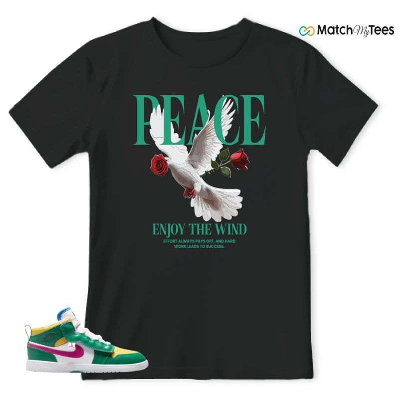 NIKE AIR JORDAN 1 MID ALT MALACHITE WHITE UNIVERSITY GOLD ACTIVE PINK (PS) SNEAKER Matching Tees t-shirt