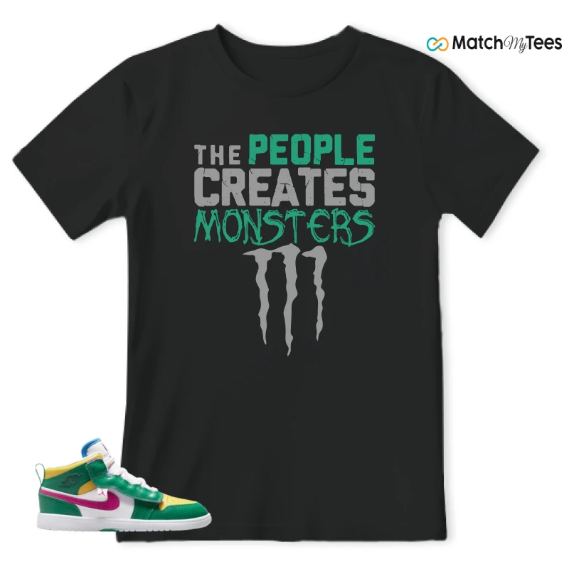 NIKE AIR JORDAN 1 MID ALT MALACHITE WHITE UNIVERSITY GOLD ACTIVE PINK (PS) SNEAKER Matching Tees t-shirt
