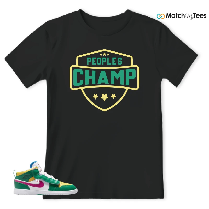 NIKE AIR JORDAN 1 MID ALT MALACHITE WHITE UNIVERSITY GOLD ACTIVE PINK (PS) SNEAKER Matching Tees t-shirt