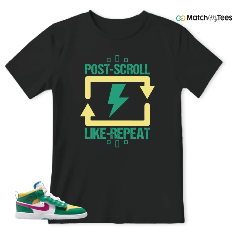 NIKE AIR JORDAN 1 MID ALT MALACHITE WHITE UNIVERSITY GOLD ACTIVE PINK (PS) SNEAKER Matching Tees t-shirt