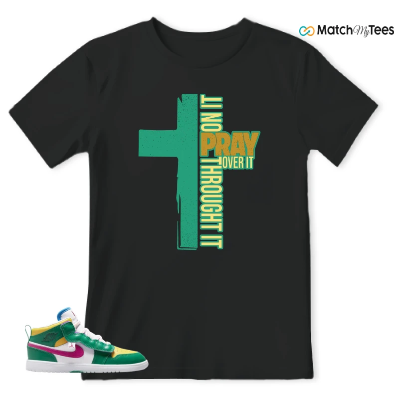 NIKE AIR JORDAN 1 MID ALT MALACHITE WHITE UNIVERSITY GOLD ACTIVE PINK (PS) SNEAKER Matching Tees t-shirt