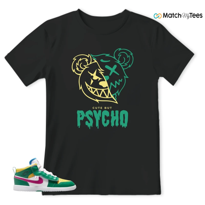 NIKE AIR JORDAN 1 MID ALT MALACHITE WHITE UNIVERSITY GOLD ACTIVE PINK (PS) SNEAKER Matching Tees t-shirt