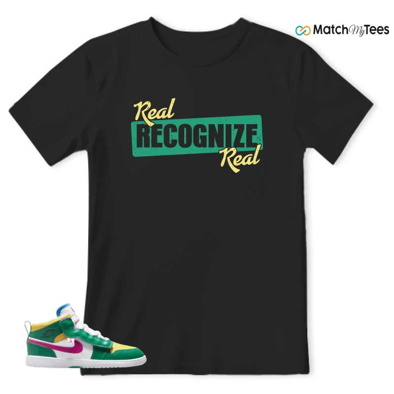 NIKE AIR JORDAN 1 MID ALT MALACHITE WHITE UNIVERSITY GOLD ACTIVE PINK (PS) SNEAKER Matching Tees t-shirt