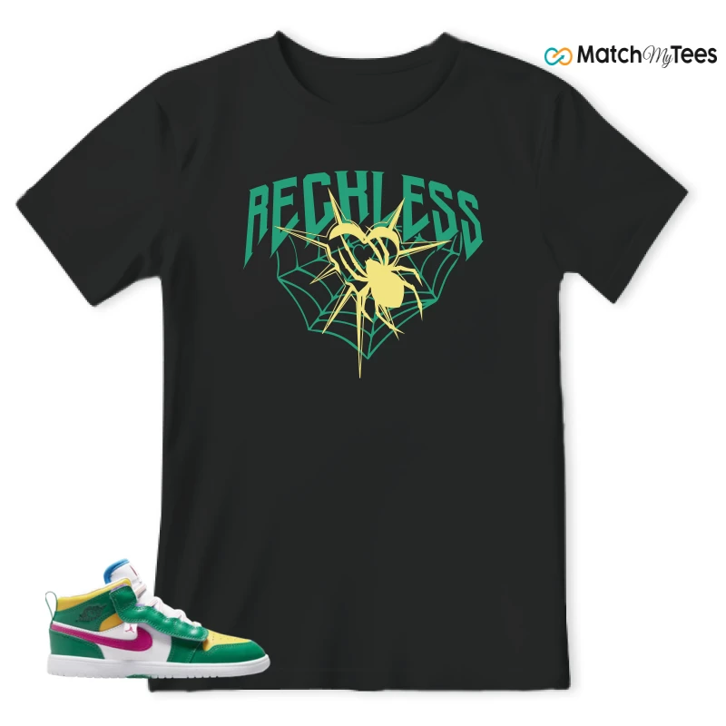 NIKE AIR JORDAN 1 MID ALT MALACHITE WHITE UNIVERSITY GOLD ACTIVE PINK (PS) SNEAKER Matching Tees t-shirt