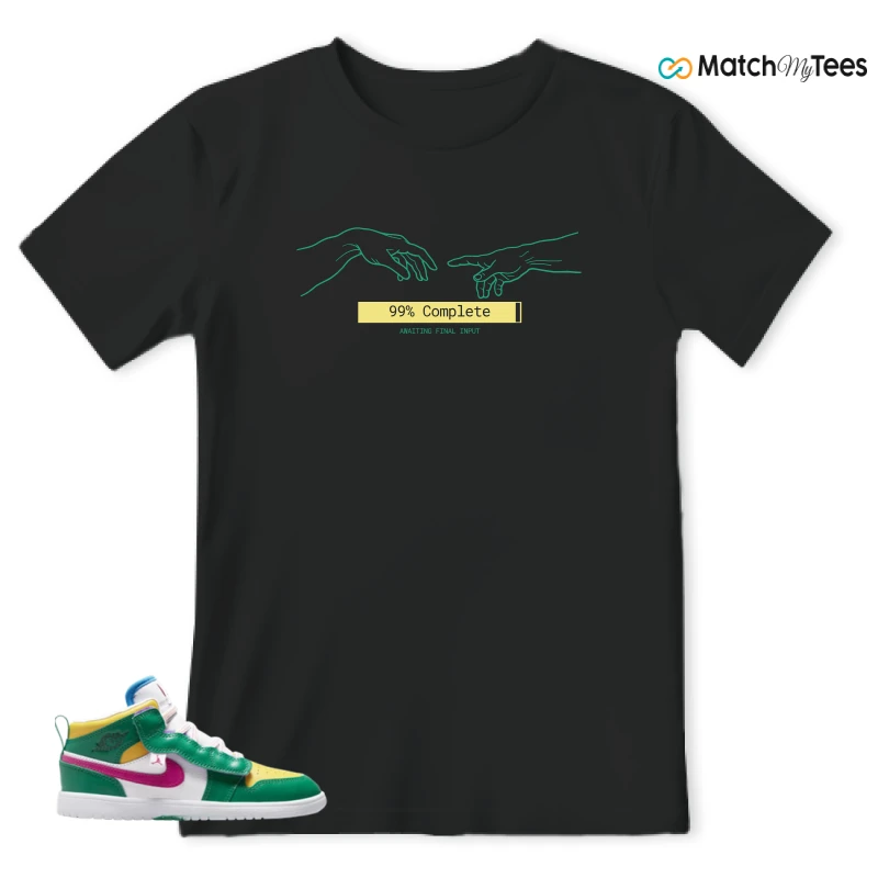 NIKE AIR JORDAN 1 MID ALT MALACHITE WHITE UNIVERSITY GOLD ACTIVE PINK (PS) SNEAKER Matching Tees t-shirt