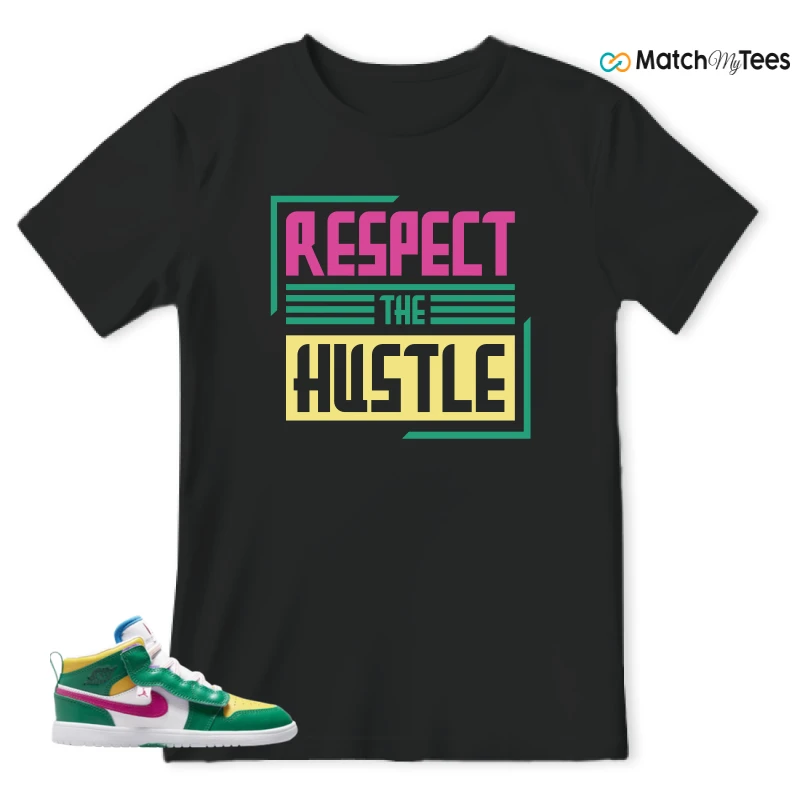 NIKE AIR JORDAN 1 MID ALT MALACHITE WHITE UNIVERSITY GOLD ACTIVE PINK (PS) SNEAKER Matching Tees t-shirt