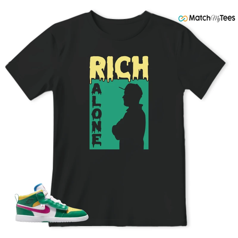 NIKE AIR JORDAN 1 MID ALT MALACHITE WHITE UNIVERSITY GOLD ACTIVE PINK (PS) SNEAKER Matching Tees t-shirt