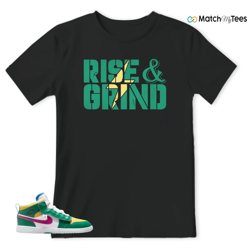 NIKE AIR JORDAN 1 MID ALT MALACHITE WHITE UNIVERSITY GOLD ACTIVE PINK (PS) SNEAKER Matching Tees t-shirt