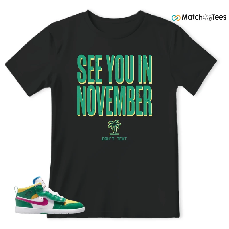 NIKE AIR JORDAN 1 MID ALT MALACHITE WHITE UNIVERSITY GOLD ACTIVE PINK (PS) SNEAKER Matching Tees t-shirt