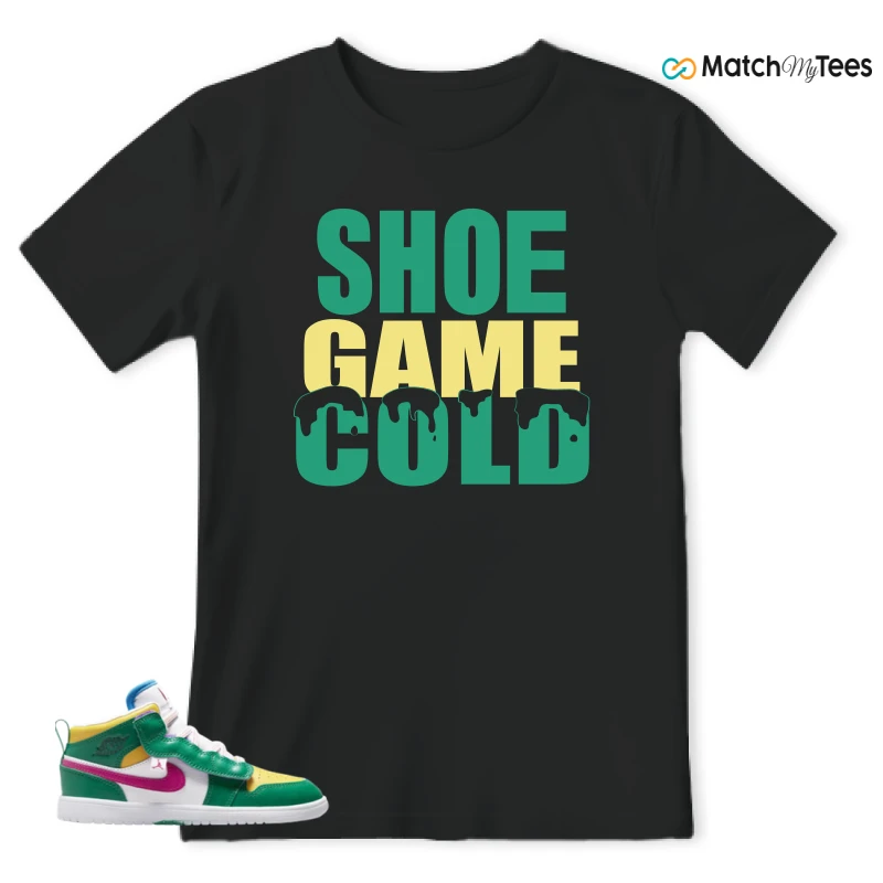 NIKE AIR JORDAN 1 MID ALT MALACHITE WHITE UNIVERSITY GOLD ACTIVE PINK (PS) SNEAKER Matching Tees t-shirt