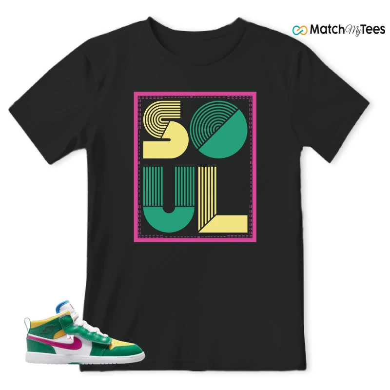 NIKE AIR JORDAN 1 MID ALT MALACHITE WHITE UNIVERSITY GOLD ACTIVE PINK (PS) SNEAKER Matching Tees t-shirt