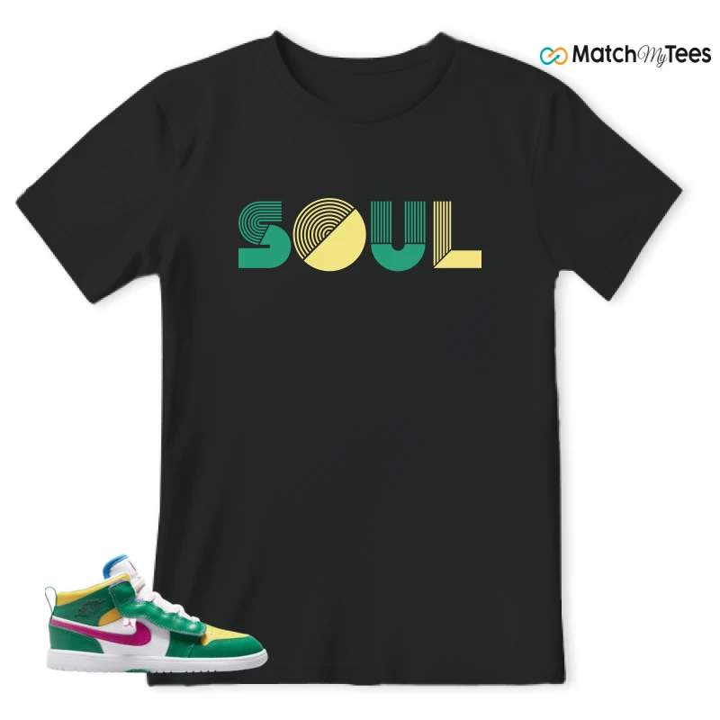 NIKE AIR JORDAN 1 MID ALT MALACHITE WHITE UNIVERSITY GOLD ACTIVE PINK (PS) SNEAKER Matching Tees t-shirt