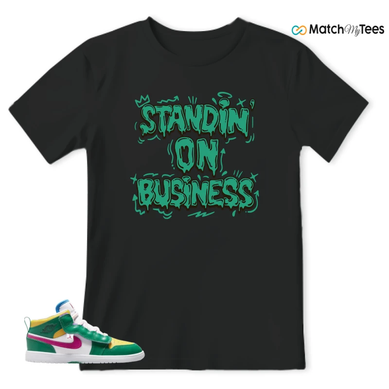 NIKE AIR JORDAN 1 MID ALT MALACHITE WHITE UNIVERSITY GOLD ACTIVE PINK (PS) SNEAKER Matching Tees t-shirt
