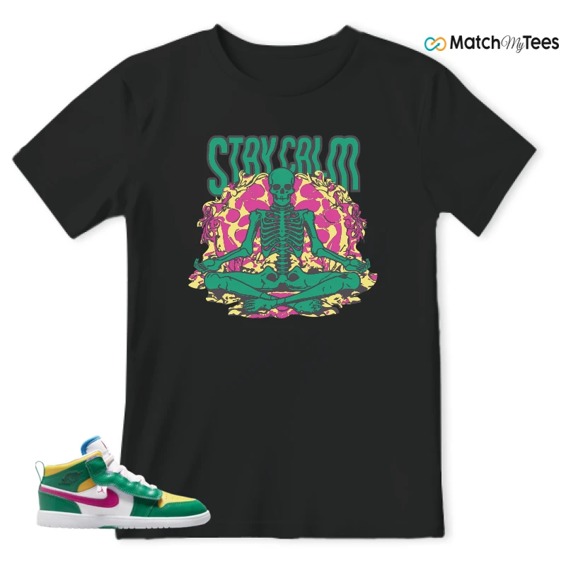 NIKE AIR JORDAN 1 MID ALT MALACHITE WHITE UNIVERSITY GOLD ACTIVE PINK (PS) SNEAKER Matching Tees t-shirt
