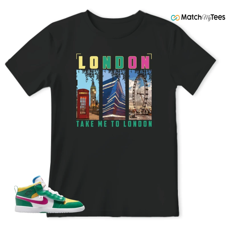 NIKE AIR JORDAN 1 MID ALT MALACHITE WHITE UNIVERSITY GOLD ACTIVE PINK (PS) SNEAKER Matching Tees t-shirt