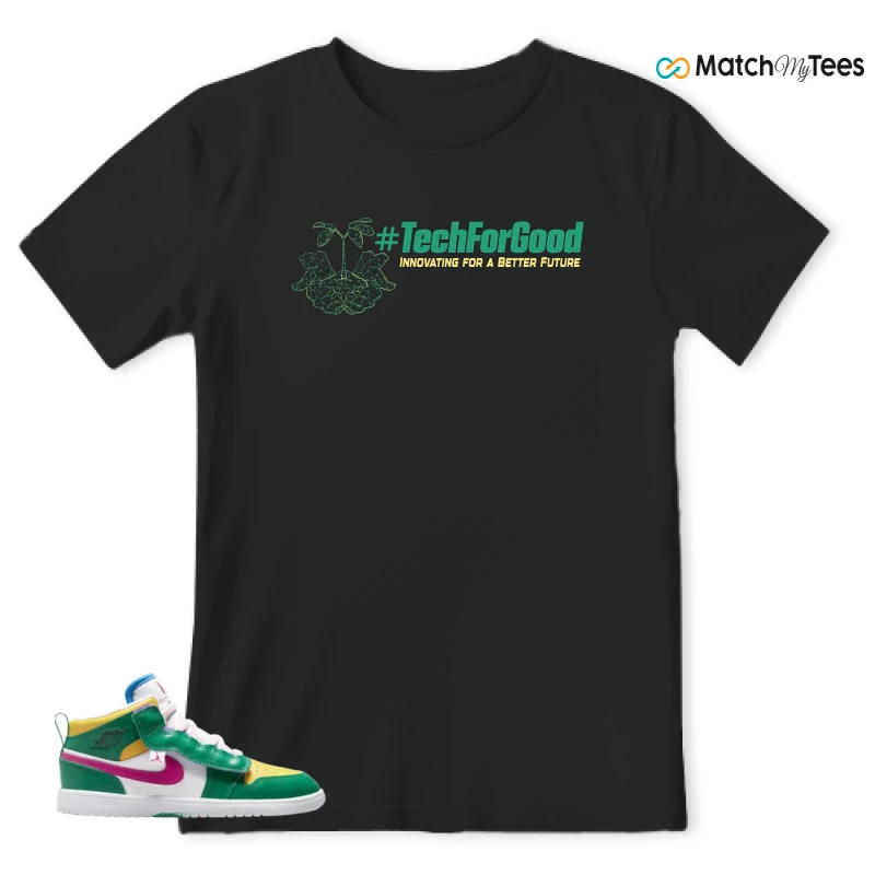 NIKE AIR JORDAN 1 MID ALT MALACHITE WHITE UNIVERSITY GOLD ACTIVE PINK (PS) SNEAKER Matching Tees t-shirt