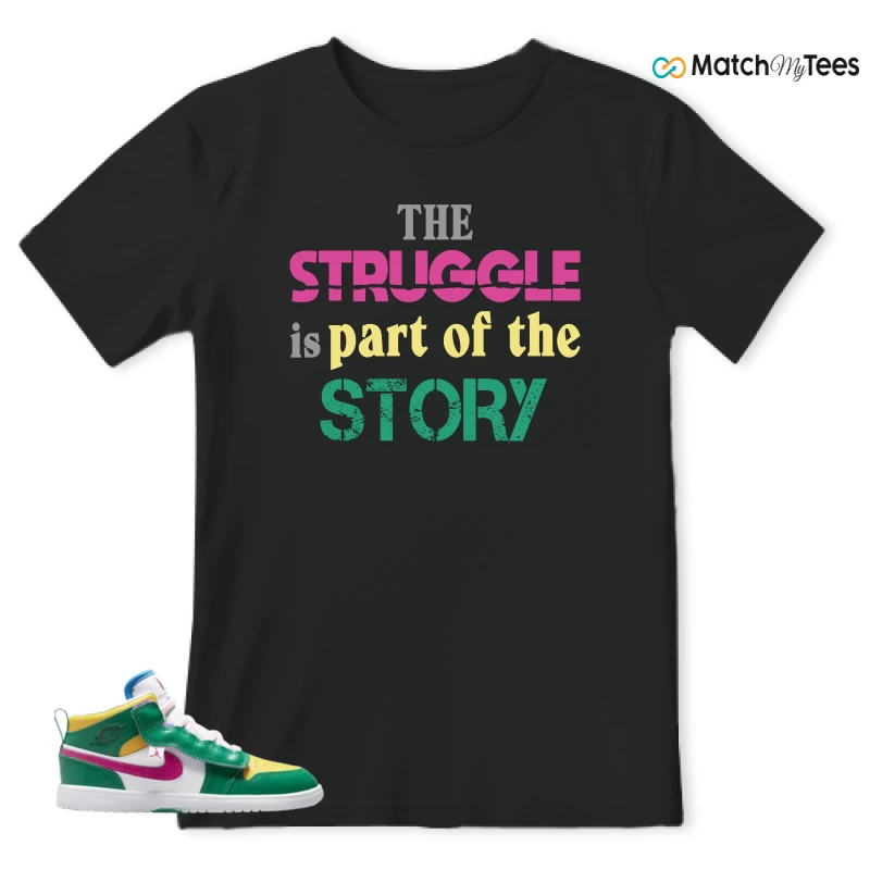 NIKE AIR JORDAN 1 MID ALT MALACHITE WHITE UNIVERSITY GOLD ACTIVE PINK (PS) SNEAKER Matching Tees t-shirt