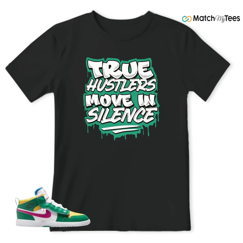 NIKE AIR JORDAN 1 MID ALT MALACHITE WHITE UNIVERSITY GOLD ACTIVE PINK (PS) SNEAKER Matching Tees t-shirt