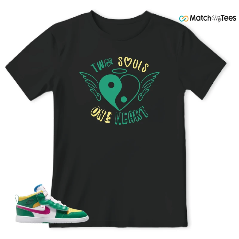 NIKE AIR JORDAN 1 MID ALT MALACHITE WHITE UNIVERSITY GOLD ACTIVE PINK (PS) SNEAKER Matching Tees t-shirt