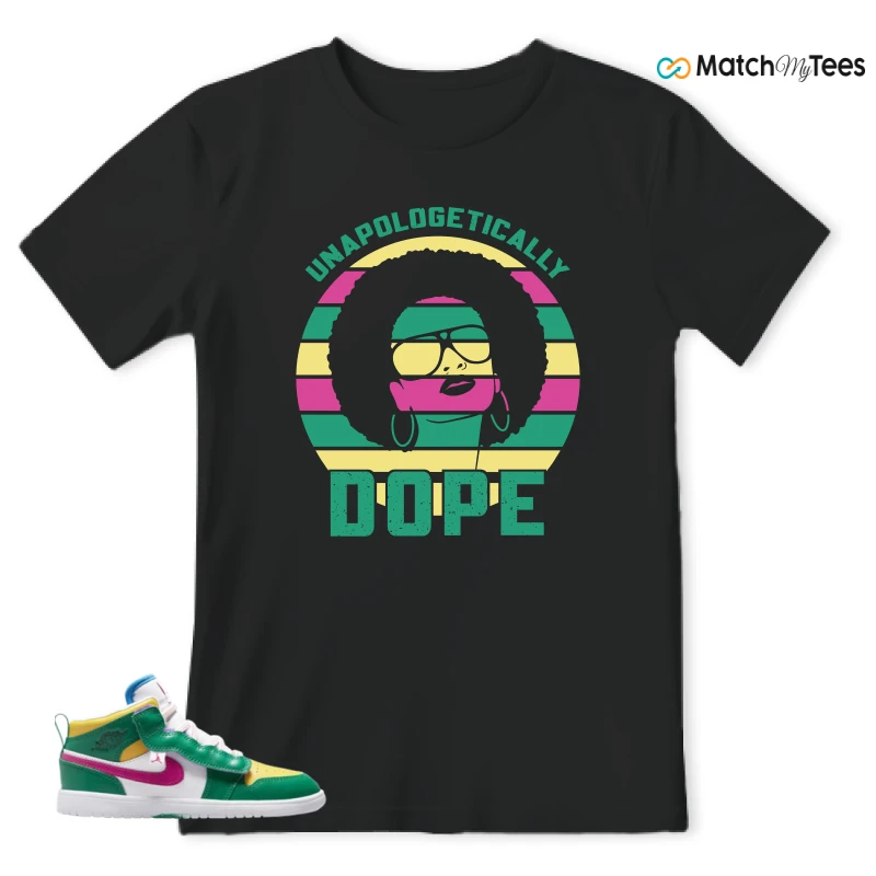 NIKE AIR JORDAN 1 MID ALT MALACHITE WHITE UNIVERSITY GOLD ACTIVE PINK (PS) SNEAKER Matching Tees t-shirt