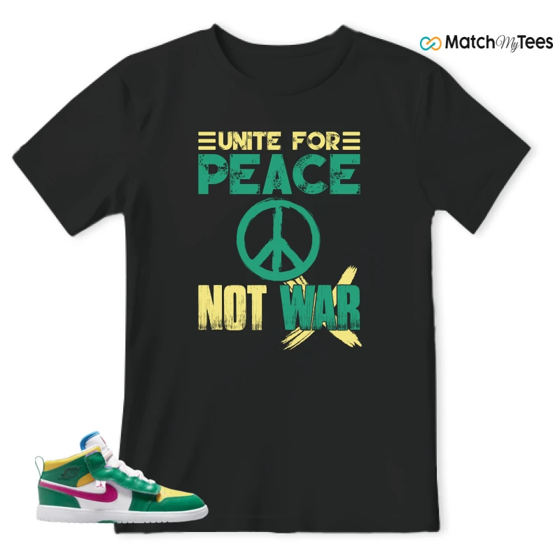 NIKE AIR JORDAN 1 MID ALT MALACHITE WHITE UNIVERSITY GOLD ACTIVE PINK (PS) SNEAKER Matching Tees t-shirt