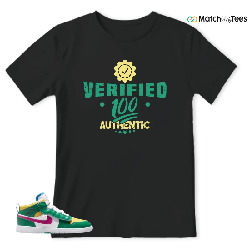 NIKE AIR JORDAN 1 MID ALT MALACHITE WHITE UNIVERSITY GOLD ACTIVE PINK (PS) SNEAKER Matching Tees t-shirt