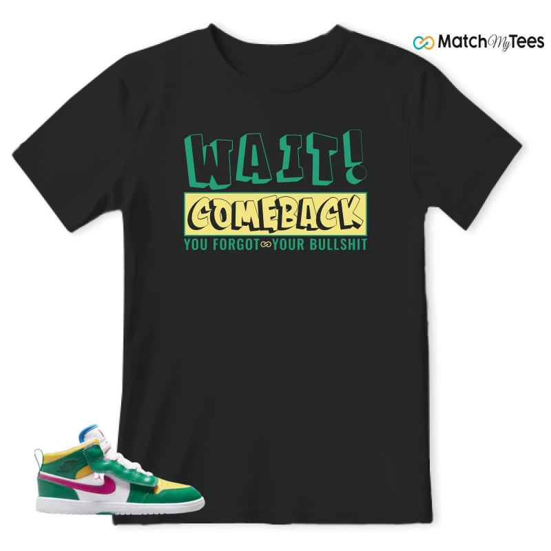 NIKE AIR JORDAN 1 MID ALT MALACHITE WHITE UNIVERSITY GOLD ACTIVE PINK (PS) SNEAKER Matching Tees t-shirt