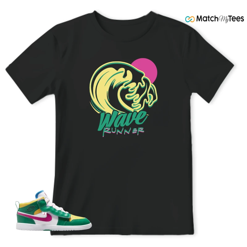 NIKE AIR JORDAN 1 MID ALT MALACHITE WHITE UNIVERSITY GOLD ACTIVE PINK (PS) SNEAKER Matching Tees t-shirt