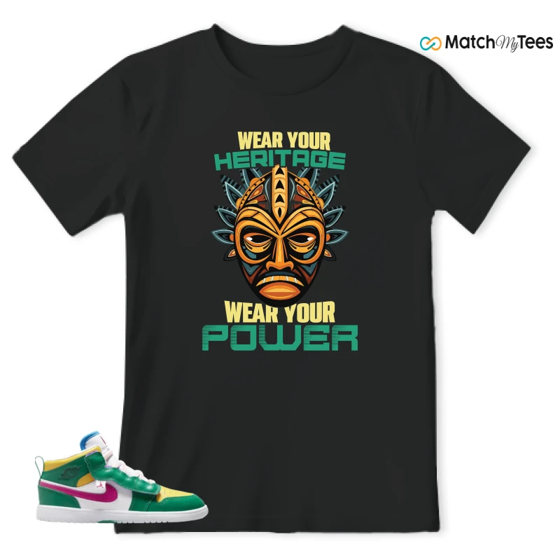 NIKE AIR JORDAN 1 MID ALT MALACHITE WHITE UNIVERSITY GOLD ACTIVE PINK (PS) SNEAKER Matching Tees t-shirt