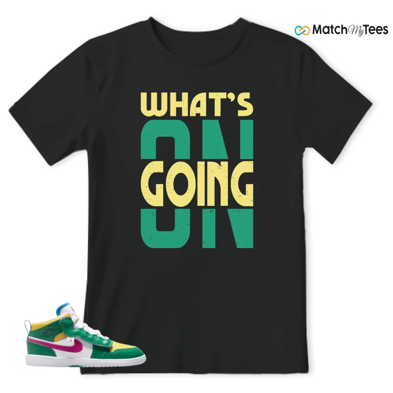 NIKE AIR JORDAN 1 MID ALT MALACHITE WHITE UNIVERSITY GOLD ACTIVE PINK (PS) SNEAKER Matching Tees t-shirt