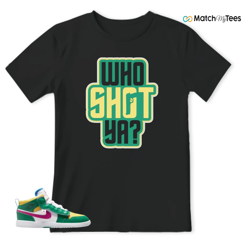 NIKE AIR JORDAN 1 MID ALT MALACHITE WHITE UNIVERSITY GOLD ACTIVE PINK (PS) SNEAKER Matching Tees t-shirt
