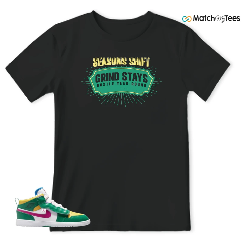 NIKE AIR JORDAN 1 MID ALT MALACHITE WHITE UNIVERSITY GOLD ACTIVE PINK (PS) SNEAKER Matching Tees t-shirt