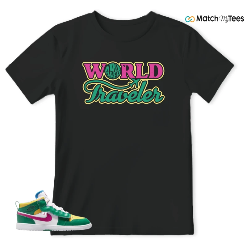 NIKE AIR JORDAN 1 MID ALT MALACHITE WHITE UNIVERSITY GOLD ACTIVE PINK (PS) SNEAKER Matching Tees t-shirt