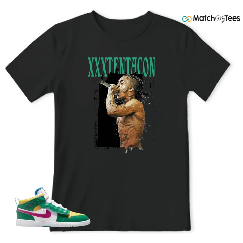 NIKE AIR JORDAN 1 MID ALT MALACHITE WHITE UNIVERSITY GOLD ACTIVE PINK (PS) SNEAKER Matching Tees t-shirt