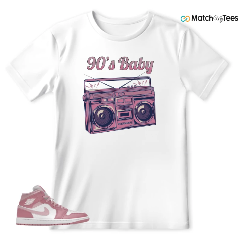 NIKE AIR JORDAN 1 MID ELEMENTAL PINK ICED CARMINE (WOMEN'S) SNEAKER Matching Tees t-shirt