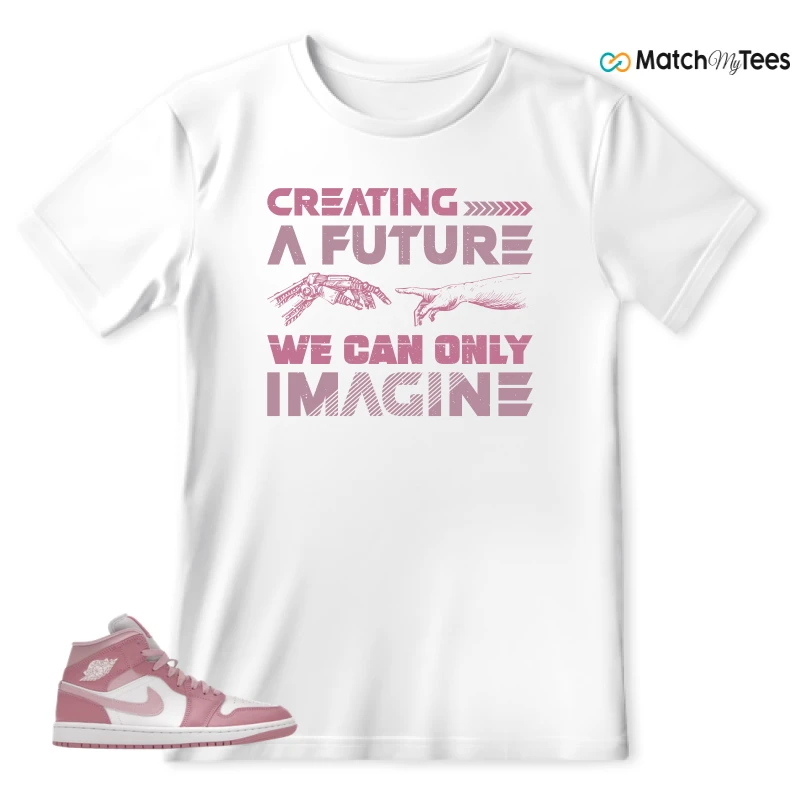 NIKE AIR JORDAN 1 MID ELEMENTAL PINK ICED CARMINE (WOMEN'S) SNEAKER Matching Tees t-shirt