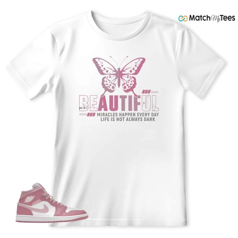 NIKE AIR JORDAN 1 MID ELEMENTAL PINK ICED CARMINE (WOMEN'S) SNEAKER Matching Tees t-shirt