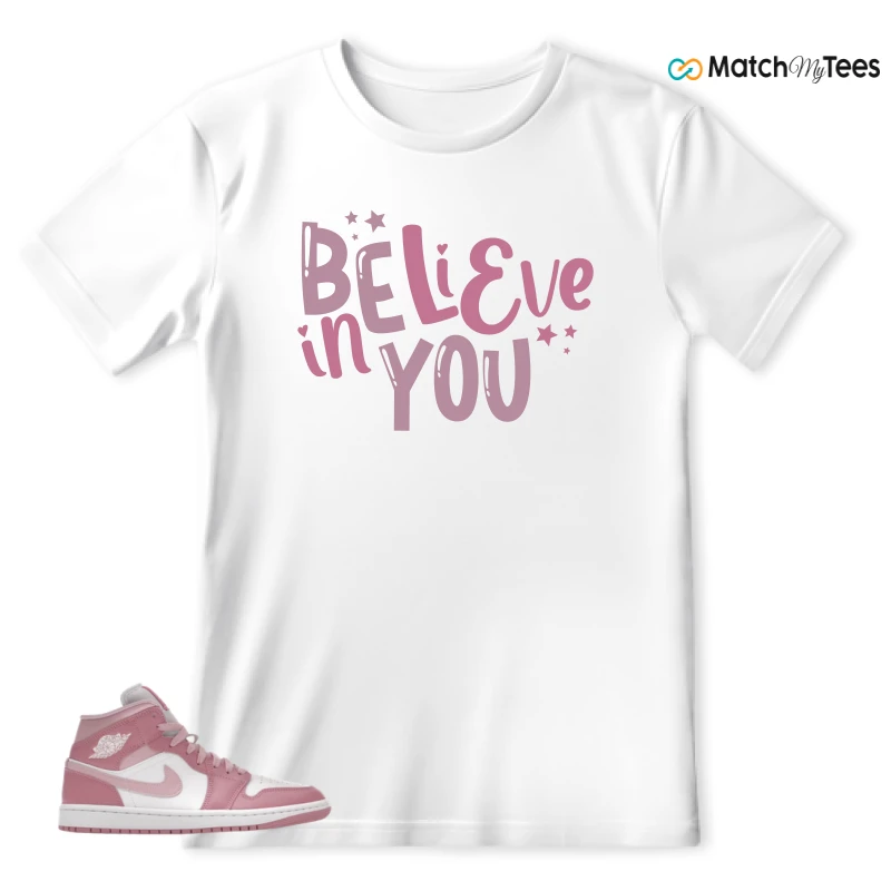 NIKE AIR JORDAN 1 MID ELEMENTAL PINK ICED CARMINE (WOMEN'S) SNEAKER Matching Tees t-shirt