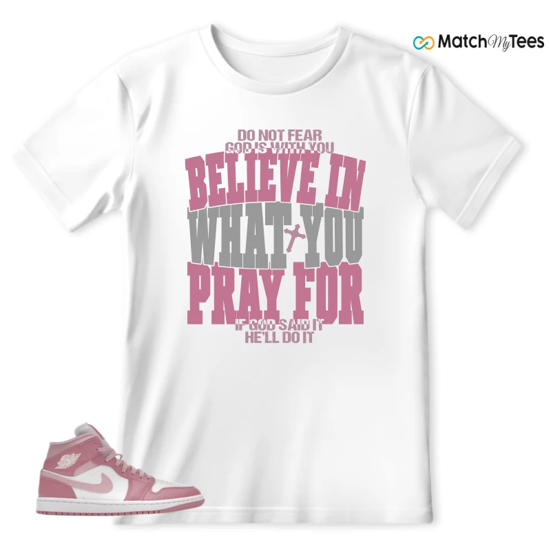NIKE AIR JORDAN 1 MID ELEMENTAL PINK ICED CARMINE (WOMEN'S) SNEAKER Matching Tees t-shirt