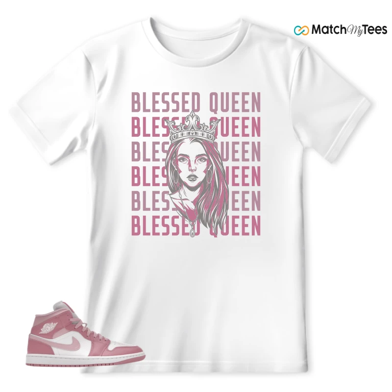 NIKE AIR JORDAN 1 MID ELEMENTAL PINK ICED CARMINE (WOMEN'S) SNEAKER Matching Tees t-shirt