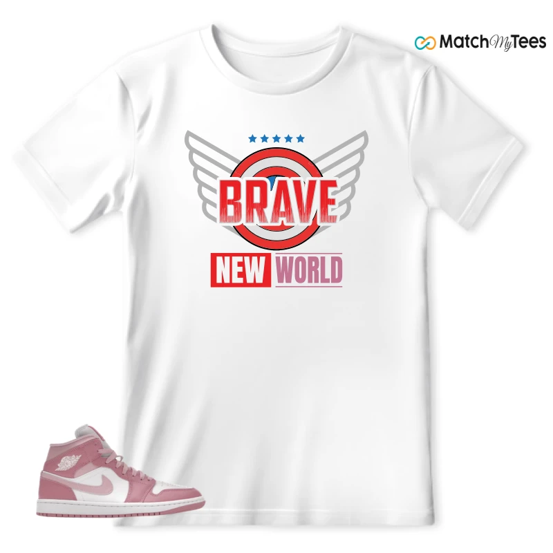 NIKE AIR JORDAN 1 MID ELEMENTAL PINK ICED CARMINE (WOMEN'S) SNEAKER Matching Tees t-shirt