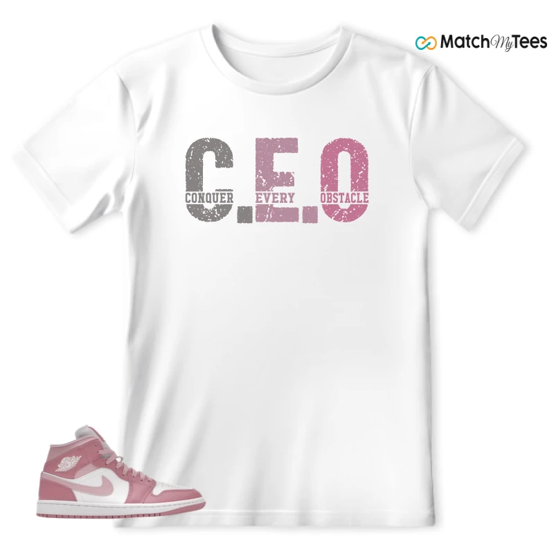 NIKE AIR JORDAN 1 MID ELEMENTAL PINK ICED CARMINE (WOMEN'S) SNEAKER Matching Tees t-shirt